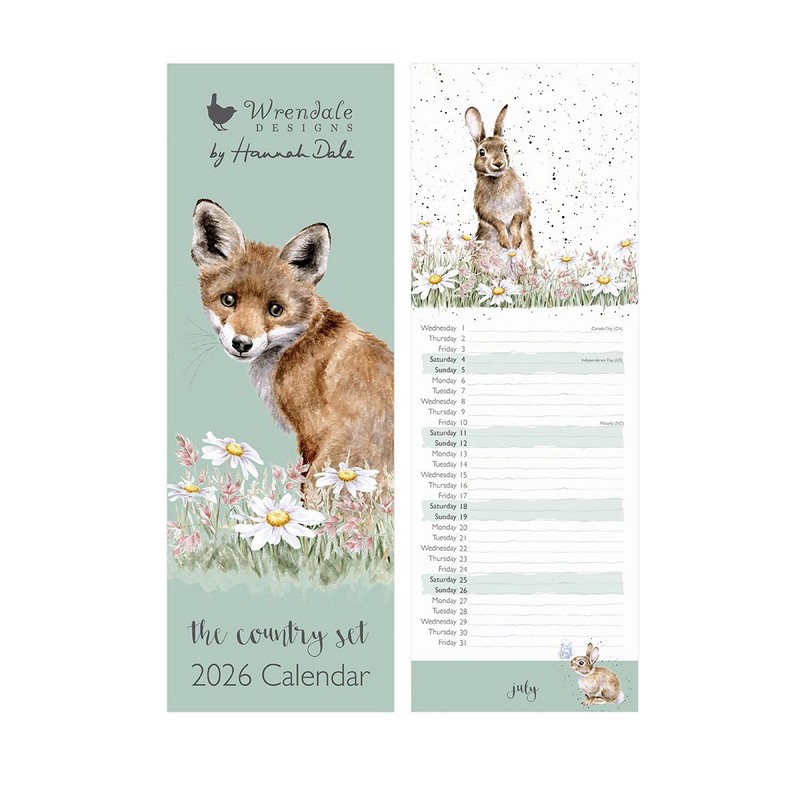 Calendario verticale 2026 da parete decorato con disegni di animali di campagna, con spazio per scrivere i propri appunti